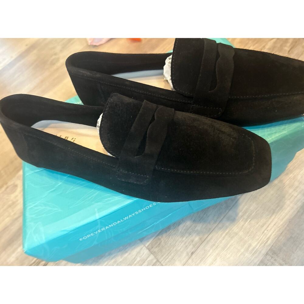 Women Penny Loafer Shoes Black Size 39 Morne Black Leather 100% Hand Made - Picture 7 of 12
